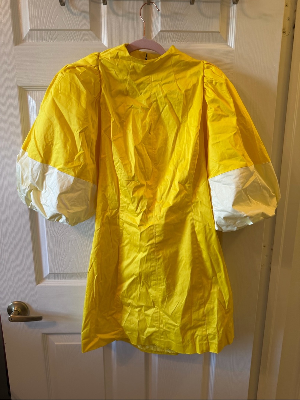 Banana Republic Yellow Mini Dress with White Puff Sleeves